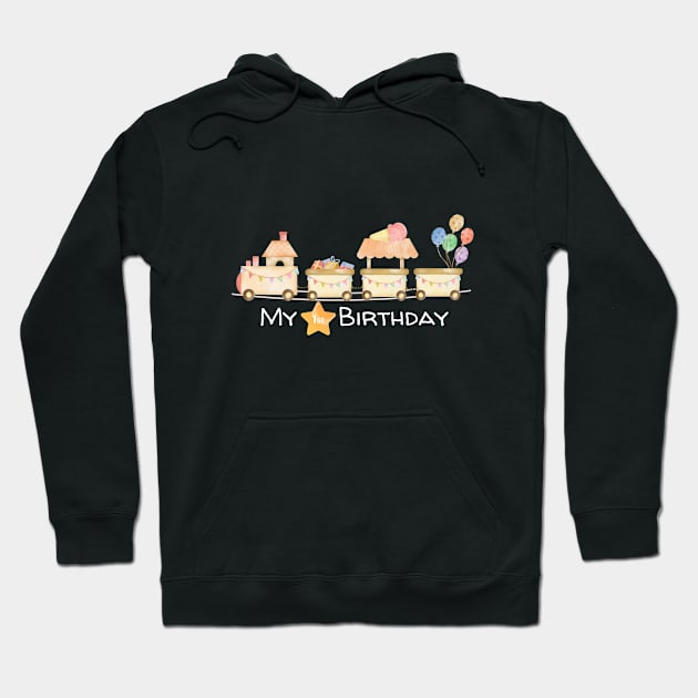 Brown Illustrative Watercolor My 1st Birthday Hoodie by Day To Night 24 Hour